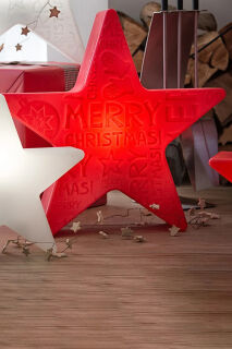 8 Seasons Design Dekoleuchte Shining Star Merry Christmas rot 60 cm