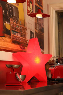 8 Seasons Design Dekoleuchte Shining Star Merry Christmas rot 60 cm