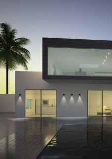 LED Effekt - Wandleuchte Trim weiß