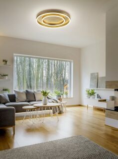 ultraflache dimmbare LED Deckenleuchte Sona xl blattgold von Helestra