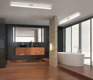 elegante LED Wand/Deckenleuchte Loom 900 chrom von Helestra