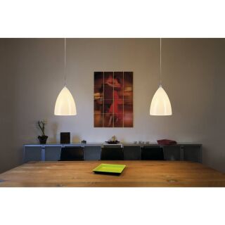 TONGA IV Pendelleuchte mit Keramikschirm und Decken- rosette, E14, silber