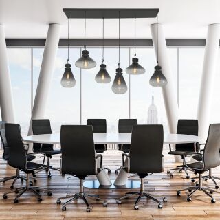 Steinhauer Flere Rauchglaspendelleuchte 6flg. schwarz