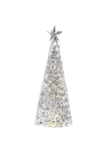 Sompex Weihnachtsbaum Tischleuchte Glamor silber Batteriebetrieben 28 cm