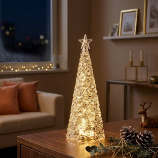 Sompex Weihnachtsbaum Tischleuchte Glamor silber Batteriebetrieben 44 cm