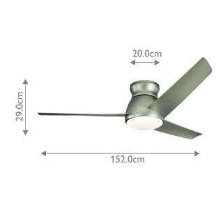 Design Deckenventilator Eris Outdoor 152 cm LED dimmbar Nickel