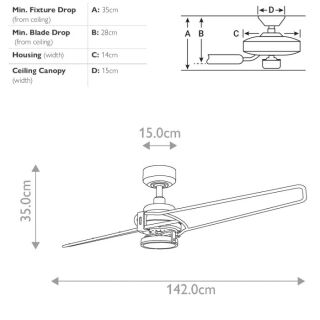 Design Deckenventilator Xety 142 cm LED dimmbar Nickel