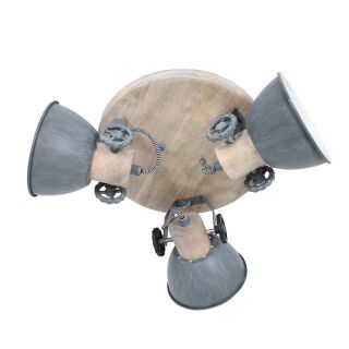 Steinhauer 3-fach Deckenspot Mexlite Gearwood grau Holz