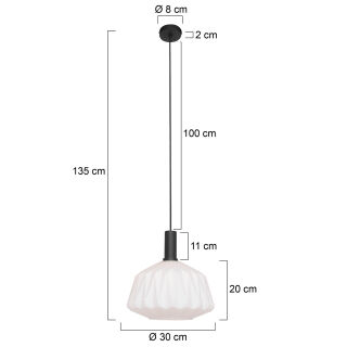 Steinhauer 1-flg. Riffelglas-Pendelleuchte Verre Nervuré schwarz