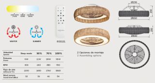 Mantra Kilimanjaro Deckenventilator LED rattan weiß Fernbedienung dimmbar