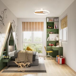 Mantra Nepal mini Deckenventilator LED Fernbedienung dimmbar weiß buche