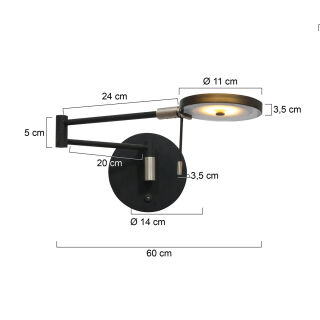 Steinhauer Wandleuchte Turound LED Rauchglas schwarz