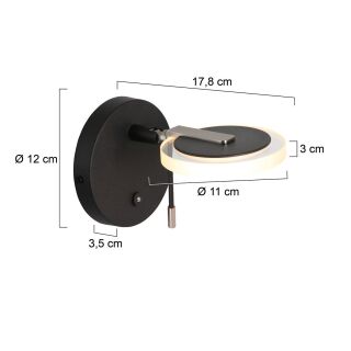 Steinhauer Wandleuchte Turound LED Klarglas schwarz