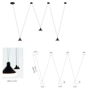 Mantra Sirio Pendelleuchte 3 flg. 24W LED schwarz