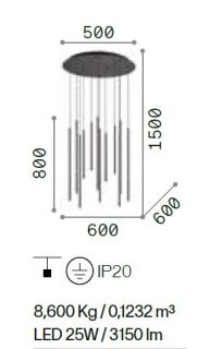 Ideal Lux Filo SP12 Pendelleuchte weiß LED 25W