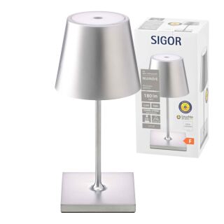 Sigor Nuindie mini 25 silber rund Akku-Tischleuchte LED