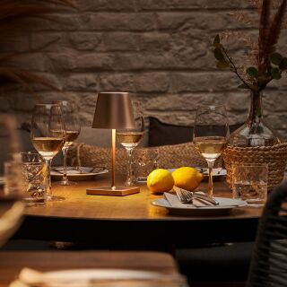 Sigor Nuindie mini 25 USB-C bronze rund Akku-Tischleuchte LED