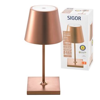 Sigor Nuindie mini Akku-Tischleuchte LED bronze rund