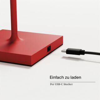 Sigor Nuindie mini 25 USB-C feuerrot rund Akku-Tischleuchte LED