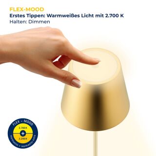 Sigor Nuindie 38 gold rund Akku Tischleuchte LED