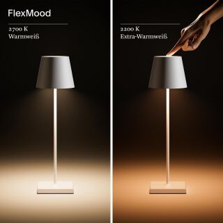 Sigor Nuindie 38 USB-C nachtschwarz rund Akku Tischleuchte LED