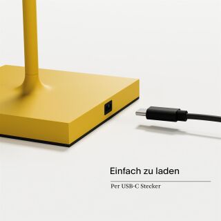 Sigor Nuindie 38 USB-C sonnengelb rund Akku Tischleuchte LED