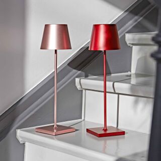 Sigor Nuindie 38 kirschrot eloxiert rund Akku Tischleuchte LED