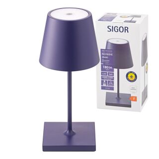 Sigor Nuindie mini 25 pflaumenblau rund Akku Tischleuchte LED