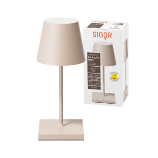 Sigor Nuindie mini 25 USB-C dünenbeige rund Akku Tischleuchte LED