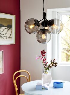 Nordlux Ivona 4-Spot Pendelleuchte schwarz Rauchglas E27