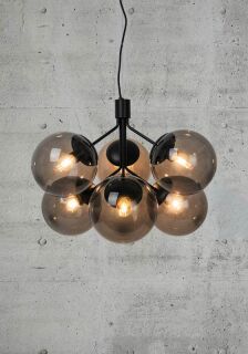 Nordlux Ivona 6-Spot Pendelleuchte schwarz Rauchglas E27