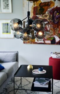 Nordlux Ivona 6-Spot Pendelleuchte schwarz Rauchglas E27