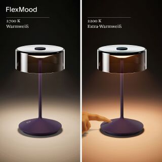 Sigor Numotion 265 pflaumenblau Akku Glas Tischleuchte LED