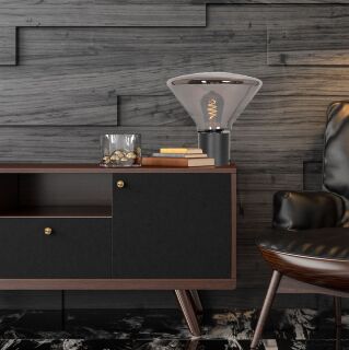 Steinhauer Ambiance Tischleuchte Rauchglas schwarz E27