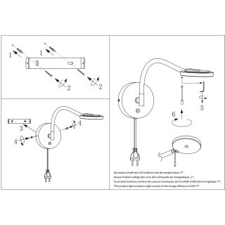Steinhauer Turound Wandleuchte Rauchglas schwarz LED