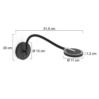 Steinhauer Turound Wandleuchte Rauchglas schwarz LED