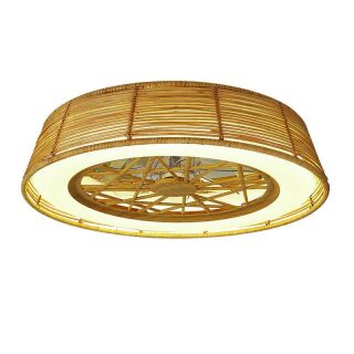 Mantra Indonesia Deckenventilator LED rattan weiß dimmbar Fernbedienung