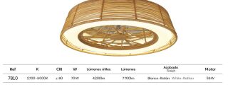 Mantra Indonesia Deckenventilator LED rattan weiß dimmbar Fernbedienung
