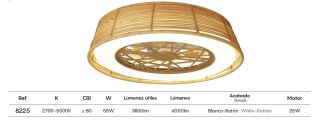Mantra Indonesia mini Deckenventilator LED rattan weiß dimmbar Fernbedienung