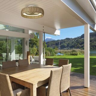 Mantra Kilimanjaro mini Deckenventilator LED rattan weiß Fernbedienung dimmbar