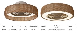 Mantra Kilimanjaro mini Deckenventilator LED rattan weiß Fernbedienung dimmbar