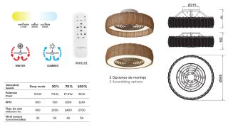 Mantra Kilimanjaro mini Deckenventilator LED rattan weiß Fernbedienung dimmbar
