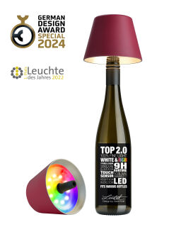 Sompex Top 2.0 bordeaux RGB Akkuleuchte Flaschenaufsatz