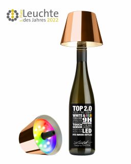 Sompex Top 2.0 kupfer RGB Akkuleuchte Flaschenaufsatz