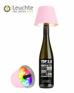 Sompex Top 2.0 rosa RGB Akkuleuchte Flaschenaufsatz