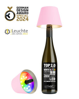 Sompex Top 2.0 rosa RGB Akkuleuchte Flaschenaufsatz