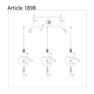 Steinhauer Lotus Pendelleuchte Rauchglas schwarz 3 flammig