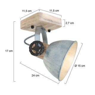 Steinhauer 1-fach Deckenspot Mexlite Gearwood nickel Holz