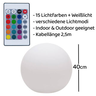 CleSie Leuchtkugel Clemens 40cm LED-RGB