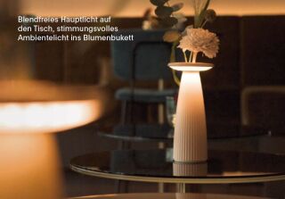 Sigor Nuflair dünenbeige Akku-Tischleuchte mit Vaseneinsatz